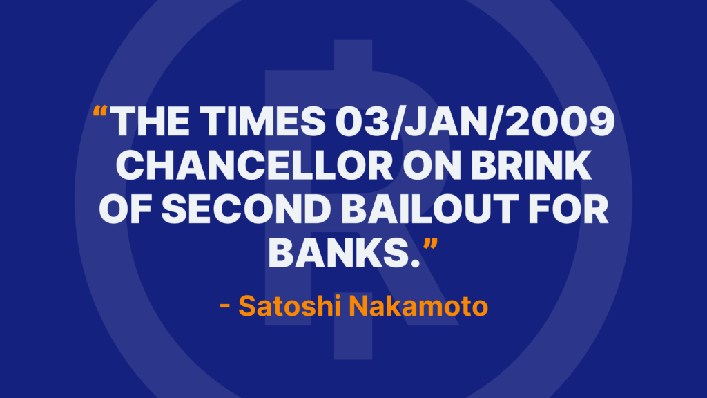 The Times 03/Jan/2009 Chancellor on brink of second bailout for banks. - Satoshi Nakamoto