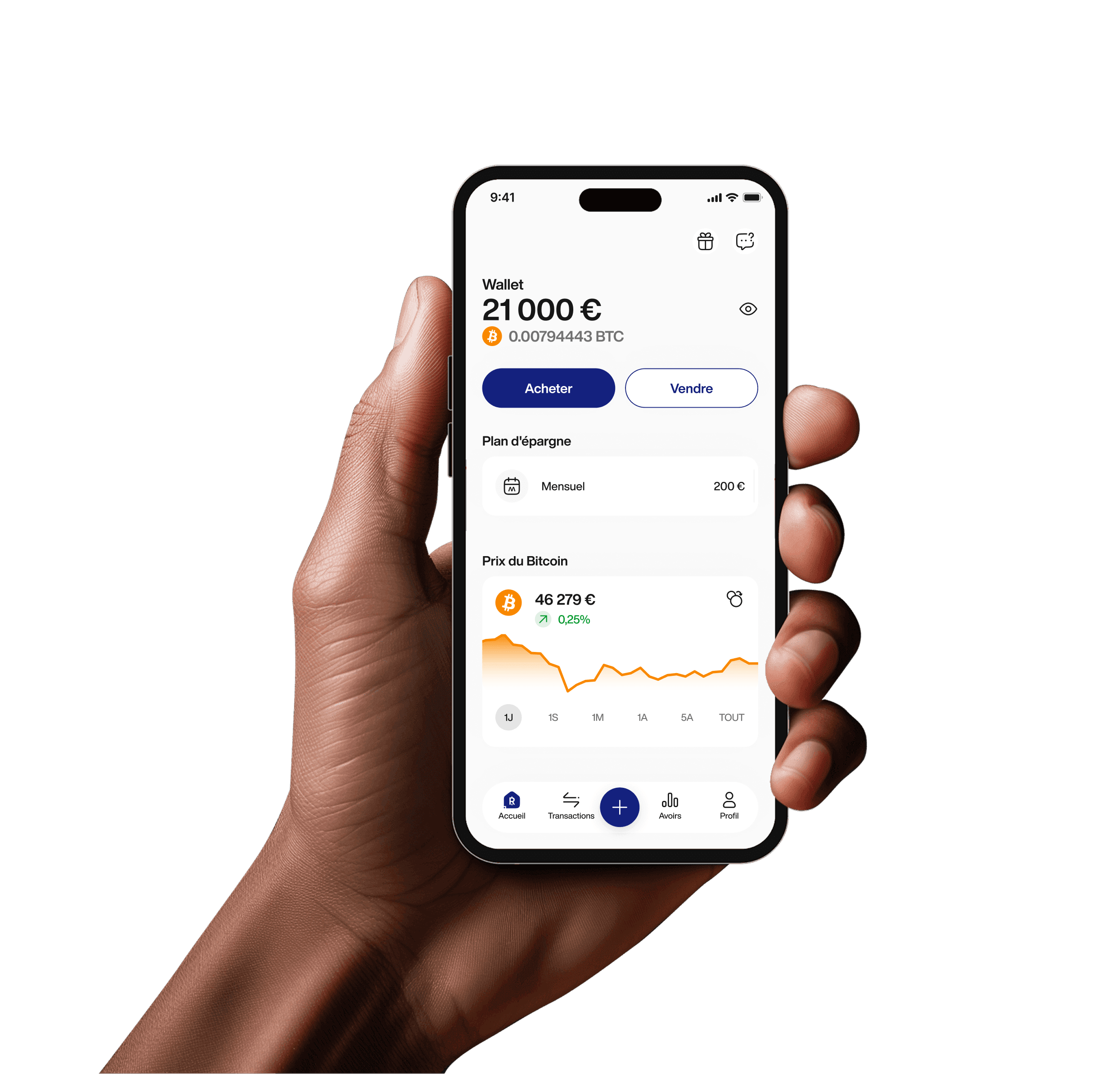 Hand with phone mockup EUR FR 1